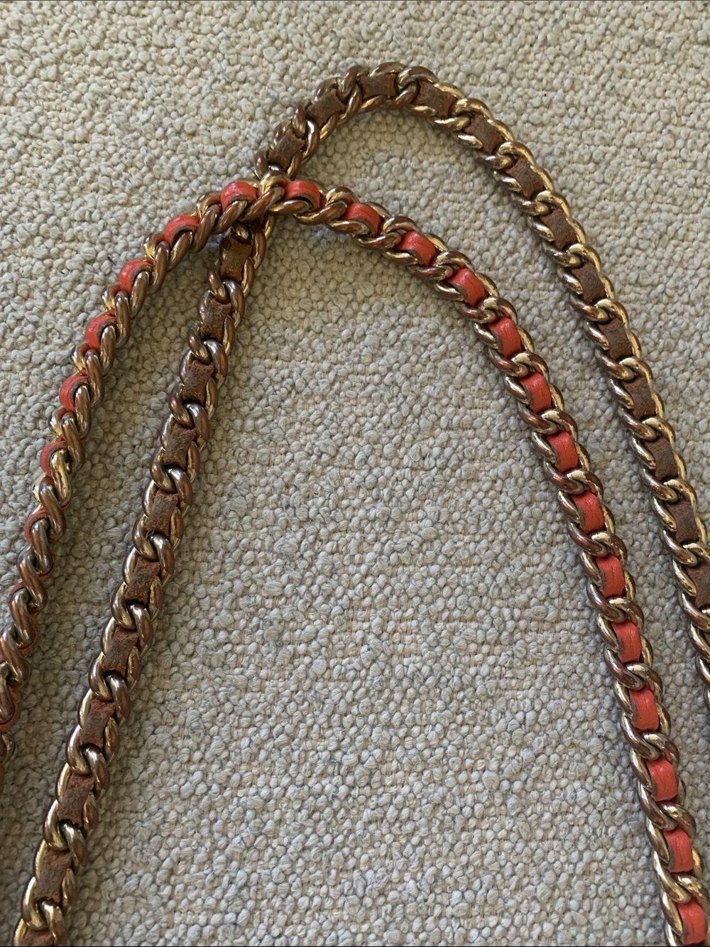 Rebecca Minkoff Coral-Red Pebbled Leather Chain Shoulder Bag - Picture 4 of 4